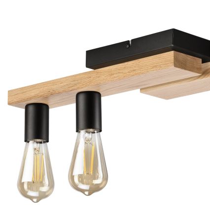 Candeeiro integrado MATTE 4xE27/15W/230V preto/carvalho