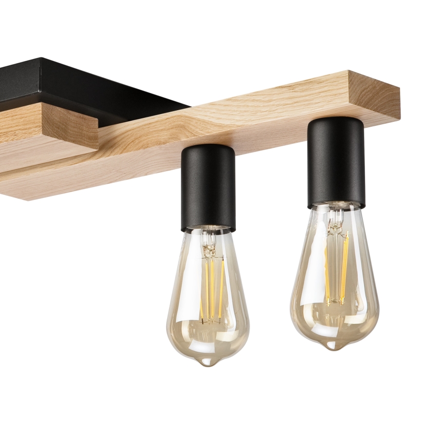 Candeeiro integrado MATTE 4xE27/15W/230V preto/carvalho