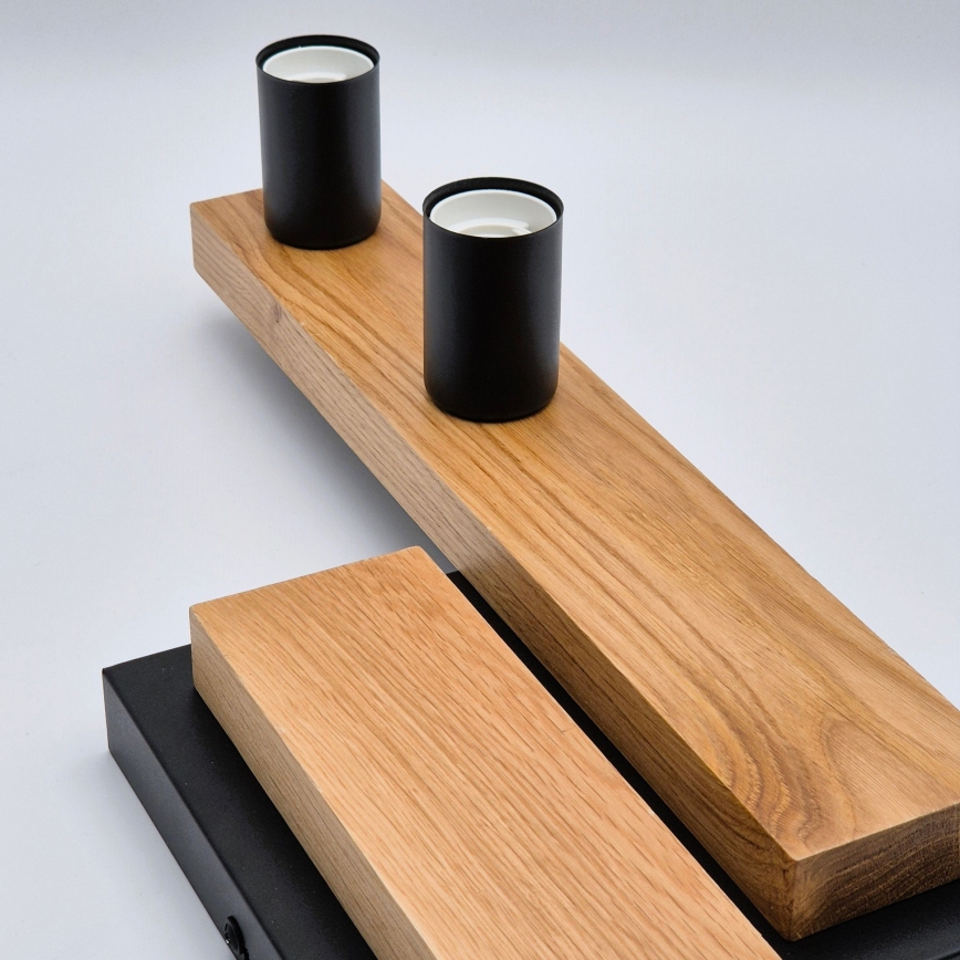 Candeeiro integrado MATTE 4xE27/15W/230V preto/carvalho