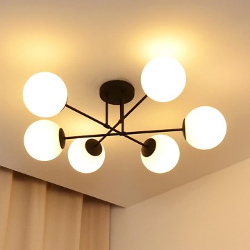 Candeeiro integrado MOON 6xE27/15W/230V preto