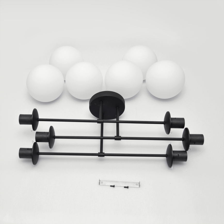 Candeeiro integrado MOON 6xE27/15W/230V preto