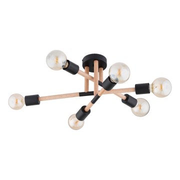 Candeeiro integrado OTELLO 6xE27/15W/230V preto/bege