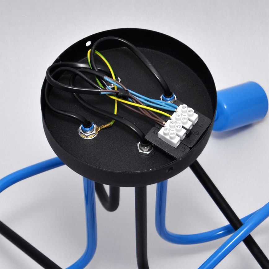 Candeeiro integrado OXFORD 4xE27/15W/230V preto/azul