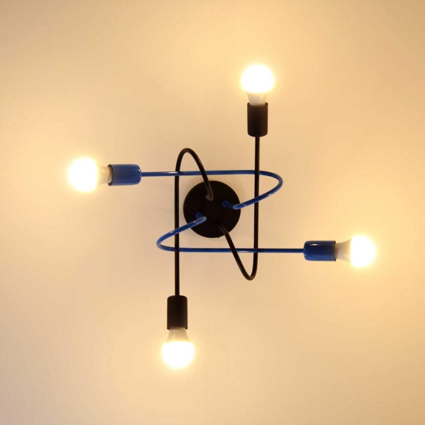 Candeeiro integrado OXFORD 4xE27/15W/230V preto/azul