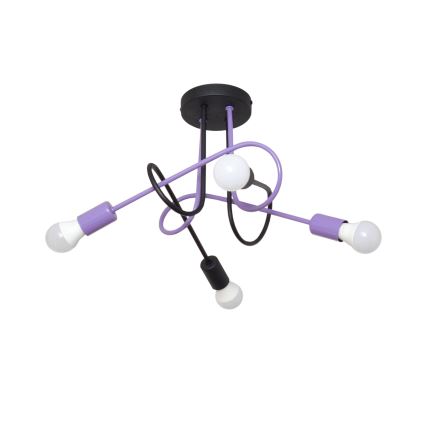 Candeeiro integrado OXFORD 4xE27/15W/230V preto/roxo