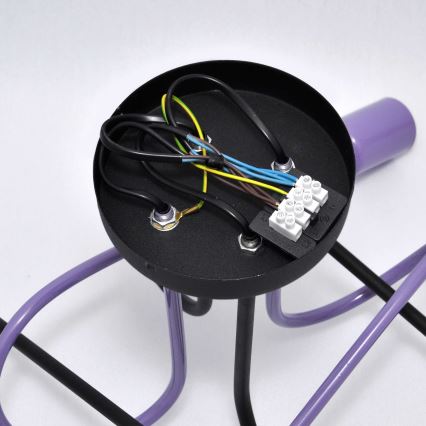 Candeeiro integrado OXFORD 4xE27/15W/230V preto/roxo