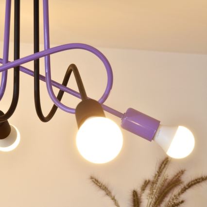 Candeeiro integrado OXFORD 4xE27/15W/230V preto/roxo