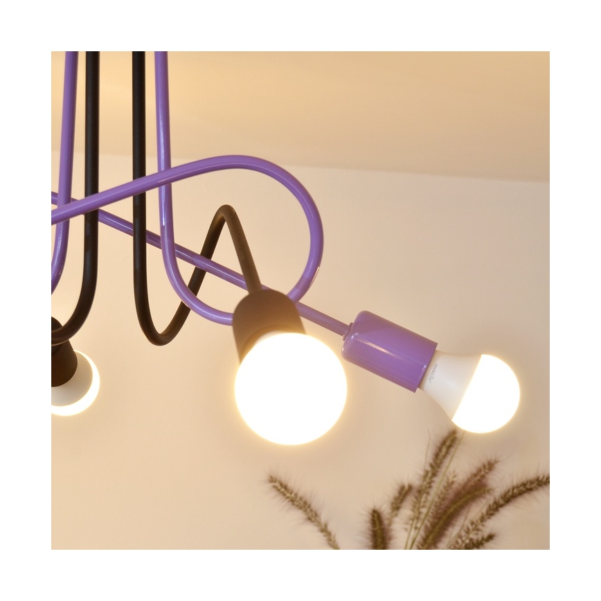 Candeeiro integrado OXFORD 4xE27/15W/230V preto/roxo