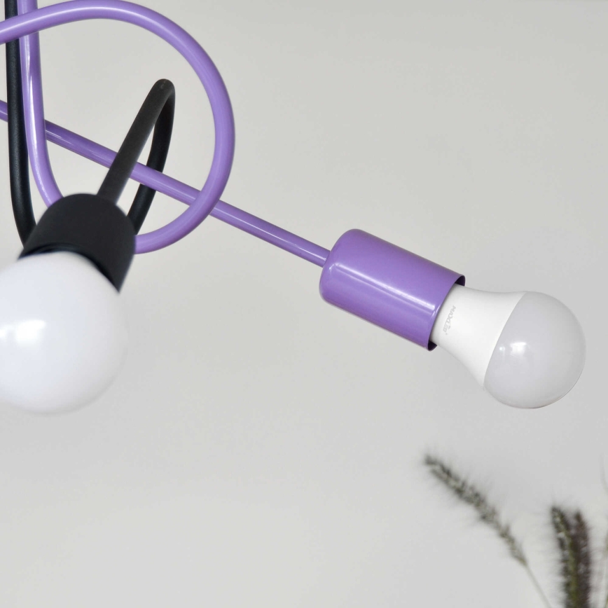 Candeeiro integrado OXFORD 4xE27/15W/230V preto/roxo