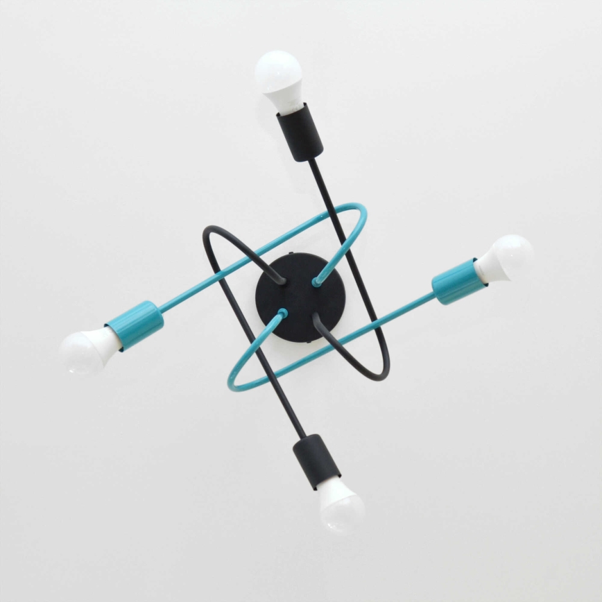 Candeeiro integrado OXFORD 4xE27/15W/230V preto/turquesa