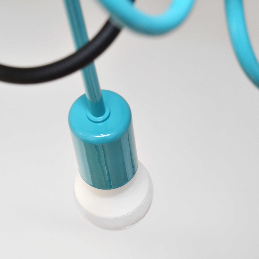 Candeeiro integrado OXFORD 4xE27/15W/230V preto/turquesa