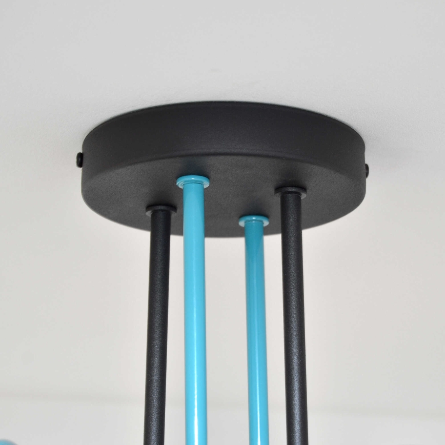 Candeeiro integrado OXFORD 4xE27/15W/230V preto/turquesa