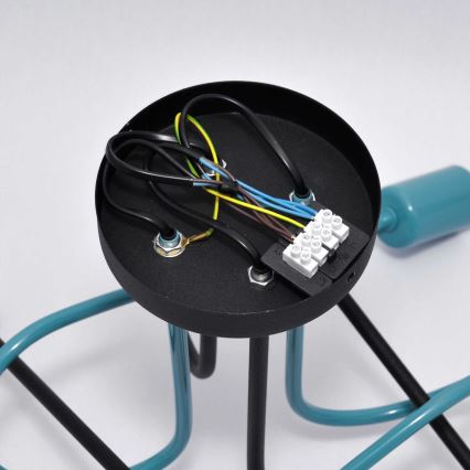 Candeeiro integrado OXFORD 4xE27/15W/230V preto/turquesa