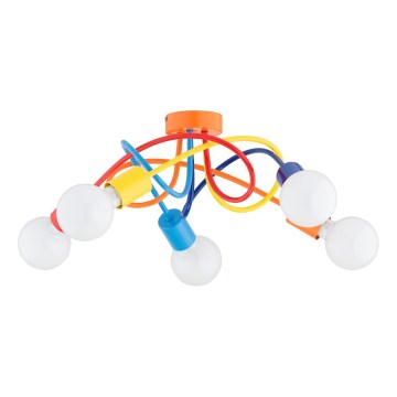 Candeeiro integrado para criança BOSTON 5xE27/15W/230V colorido