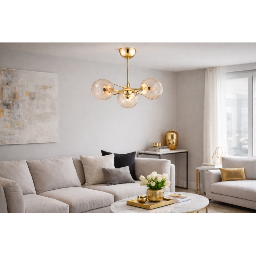 Candeeiro integrado PRIMERY 5xE14/10W/230V dourado