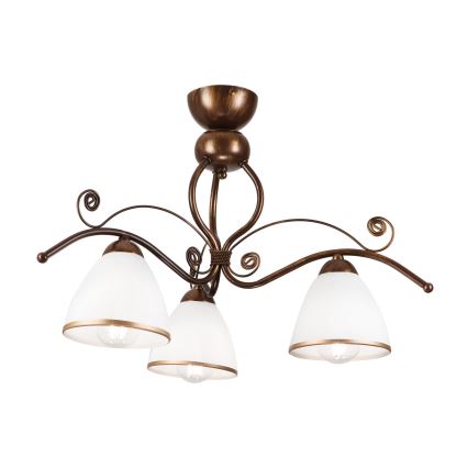 Candeeiro integrado RETRO 3xE27/60W/230V bronze pátina