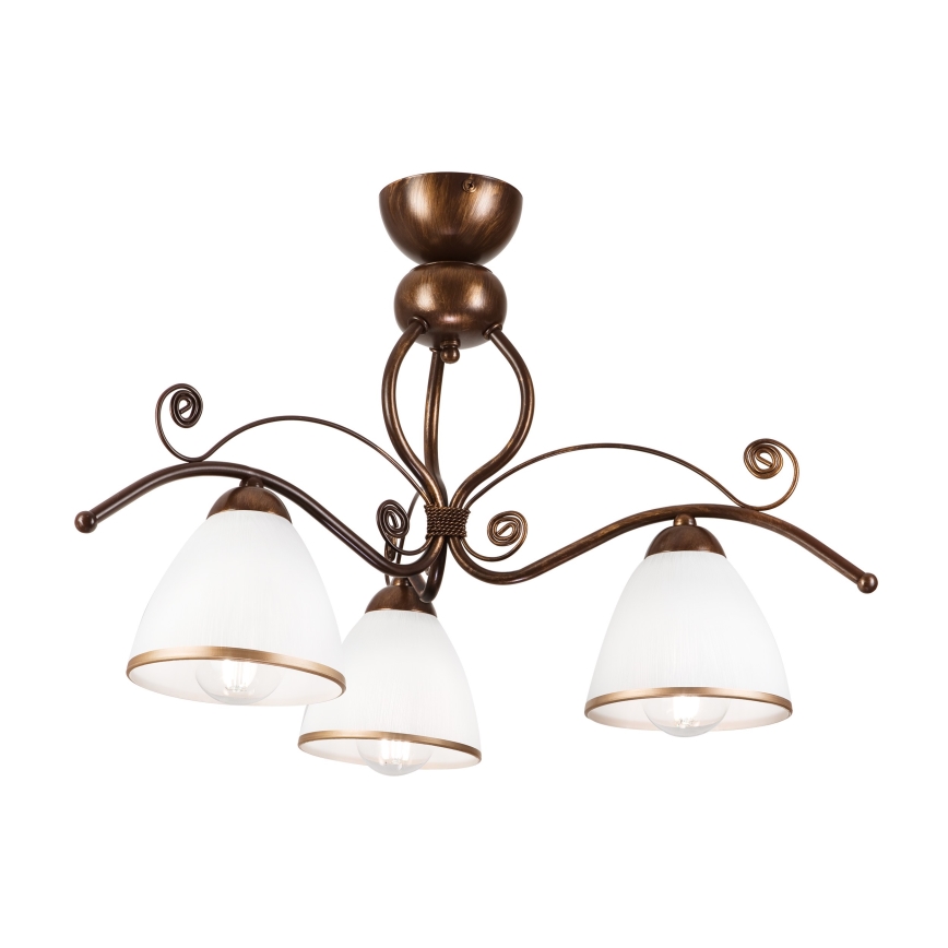 Candeeiro integrado RETRO 3xE27/60W/230V bronze pátina