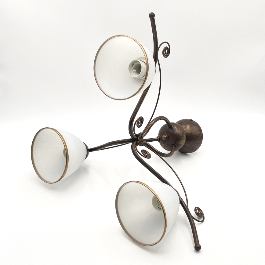 Candeeiro integrado RETRO 3xE27/60W/230V bronze pátina