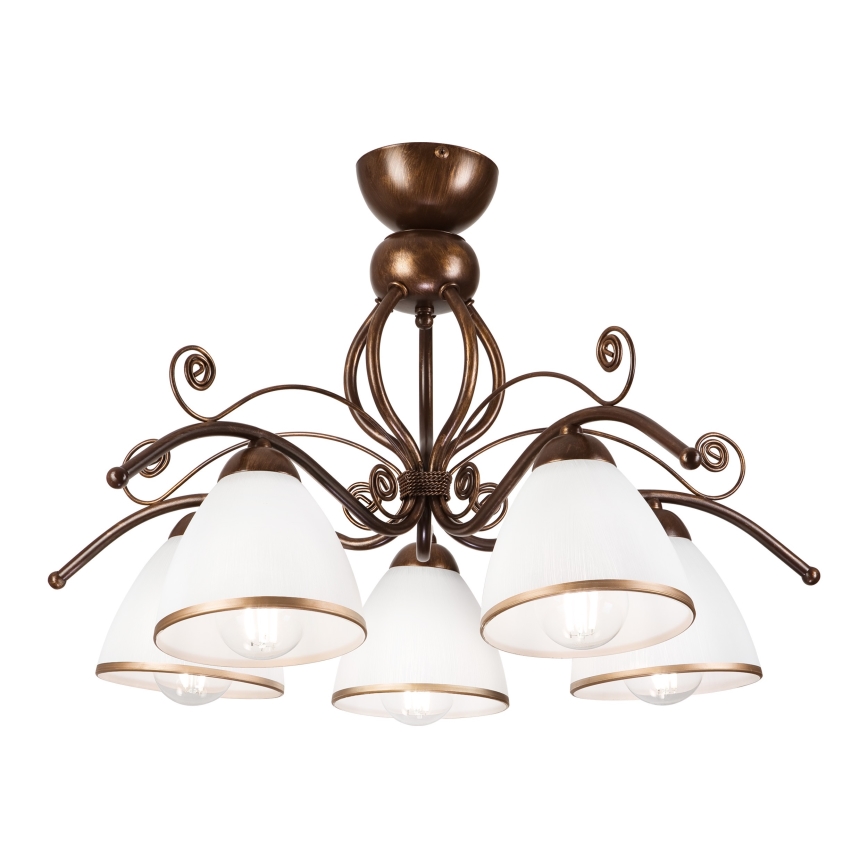 Candeeiro integrado RETRO 5xE27/60W/230V bronze pátina