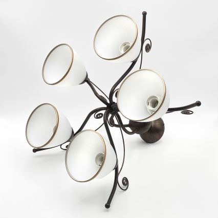 Candeeiro integrado RETRO 5xE27/60W/230V bronze pátina