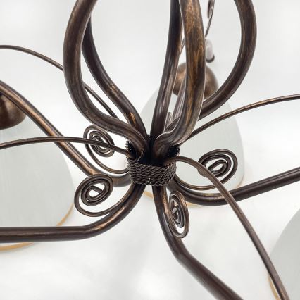 Candeeiro integrado RETRO 5xE27/60W/230V bronze pátina