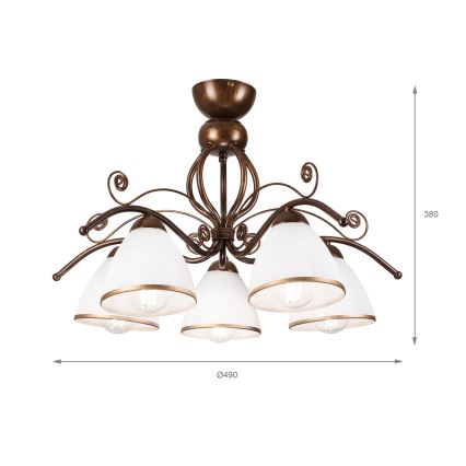 Candeeiro integrado RETRO 5xE27/60W/230V bronze pátina