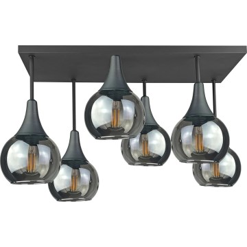 Candeeiro integrado SOMA 6xE27/60W/230V preto/fumado preto