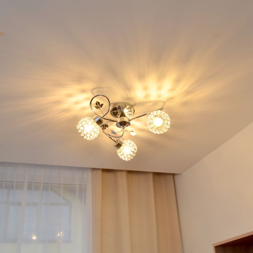 Candeeiro integrado SOPHIA 3xE27/15W/230V cromado brilhante/transparente