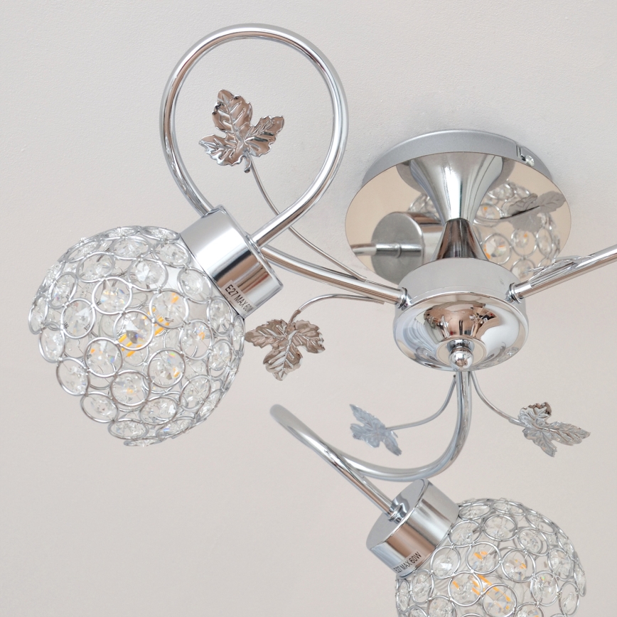 Candeeiro integrado SOPHIA 3xE27/15W/230V cromado brilhante/transparente