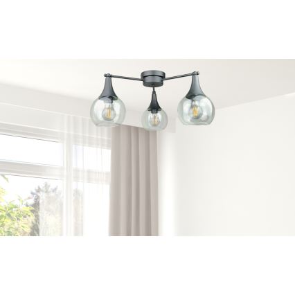 Candeeiro integrado STAR 3xE27/60W/230V preto/transparente