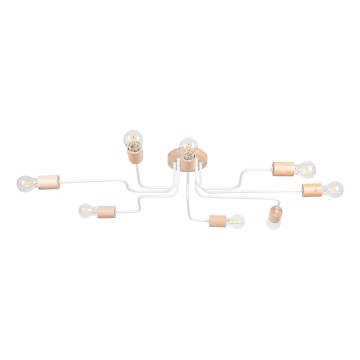 Candeeiro integrado TIMBO 8xE27/15W/230V branco/bege/faia