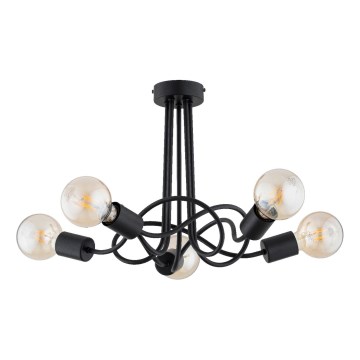 Candeeiro integrado WINGO 5xE27/15W/230V preto