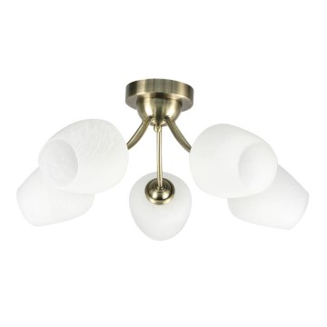 Candeeiro integrado ZINA 5xE27/40W/230V latão/branco