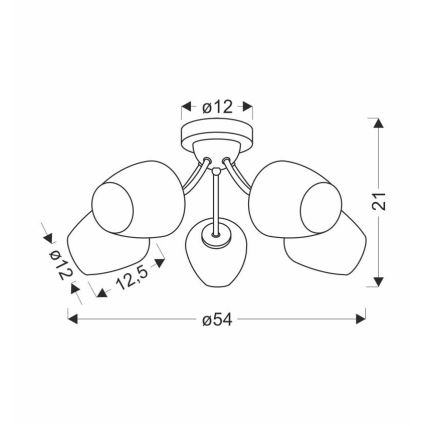 Candeeiro integrado ZINA 5xE27/40W/230V latão/branco