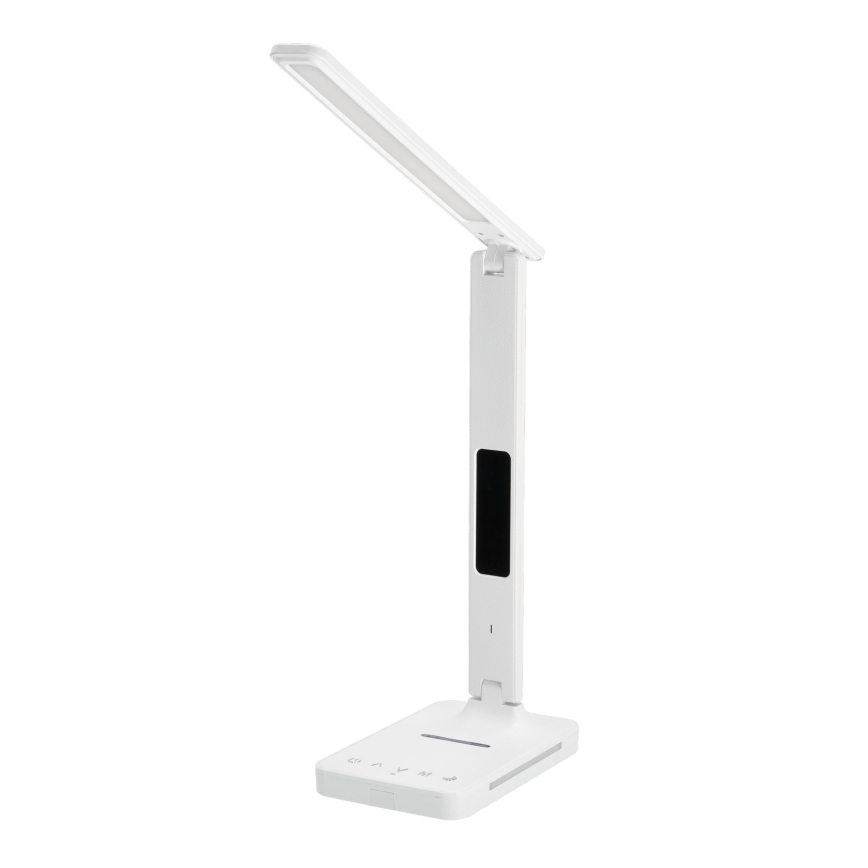 Candeeiro de mesa LED com regulação e carregamento sem fios QI, ecrã e Porta USB LED/7W/230V 3000-6000K branco