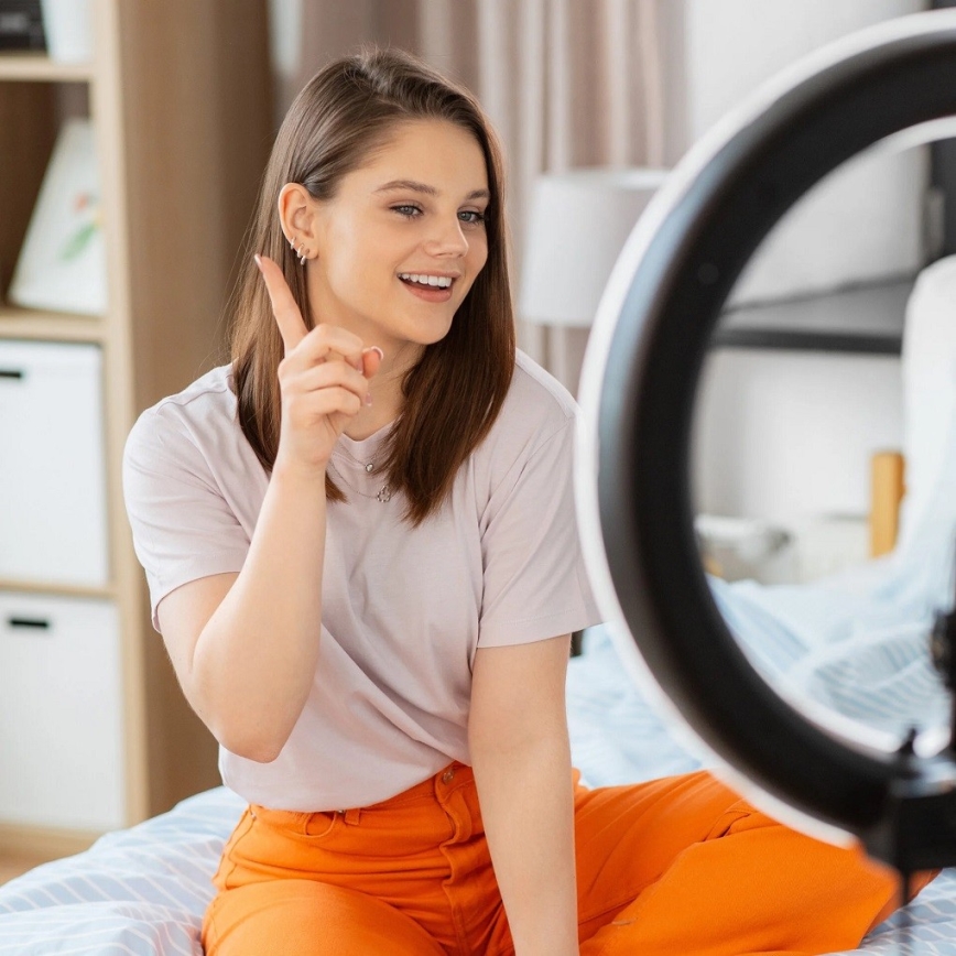 Candeeiro LED com regulação, tripé e suporte para vlogging LED/15W/5V 2700-6500K