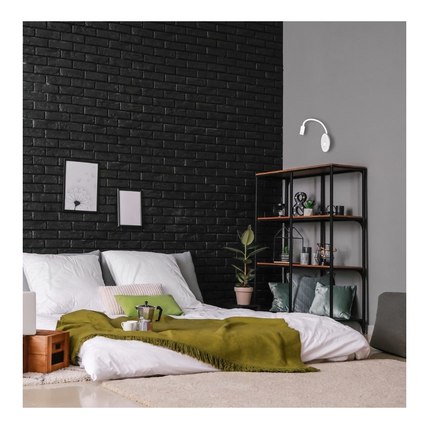 Candeeiro LED de parede flexível com USB BASE LED/8W+LED/2W/230V branco/prateado