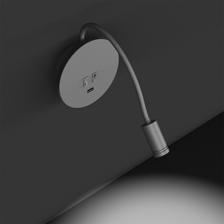 Candeeiro LED de parede flexível com USB BASE LED/8W+LED/2W/230V branco/prateado