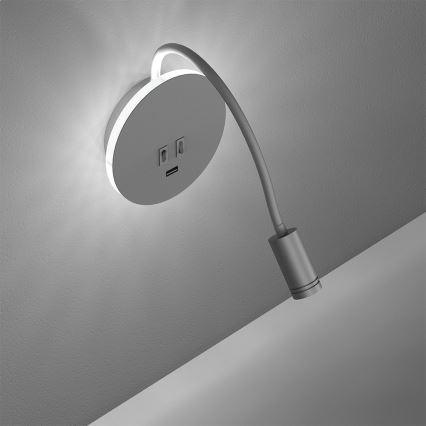 Candeeiro LED de parede flexível com USB BASE LED/8W+LED/2W/230V branco/prateado