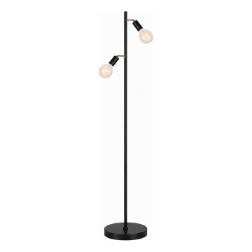 Candeeiro LED de pé 2xE27/7W/230V 2000K preto/dourado