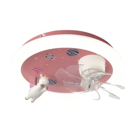 Candeeiro de teto infantil LED dimerizável com ventilador LED/48W/230V 3000/4000/6000K rosa + comando remoto