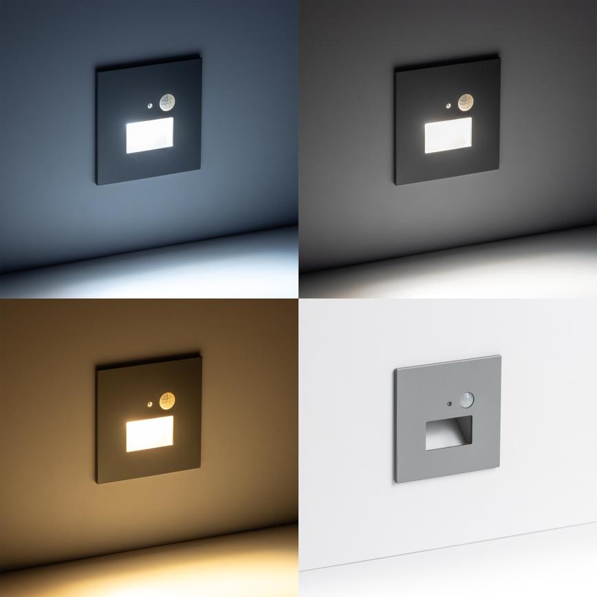 Candeeiro LED de escada com sensor de movimento e crepuscular LED/1,5W/230V 3000/4000/6000K prateado