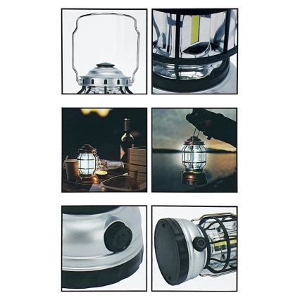 Candeeiro LED Portátil para acampar com regulação 3xLED/3W/3xAA IPX4 verde