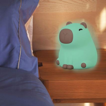 Candeeiro LED RGBW regulável para crianças LED/1W/5V USB 1200 mAh capivara