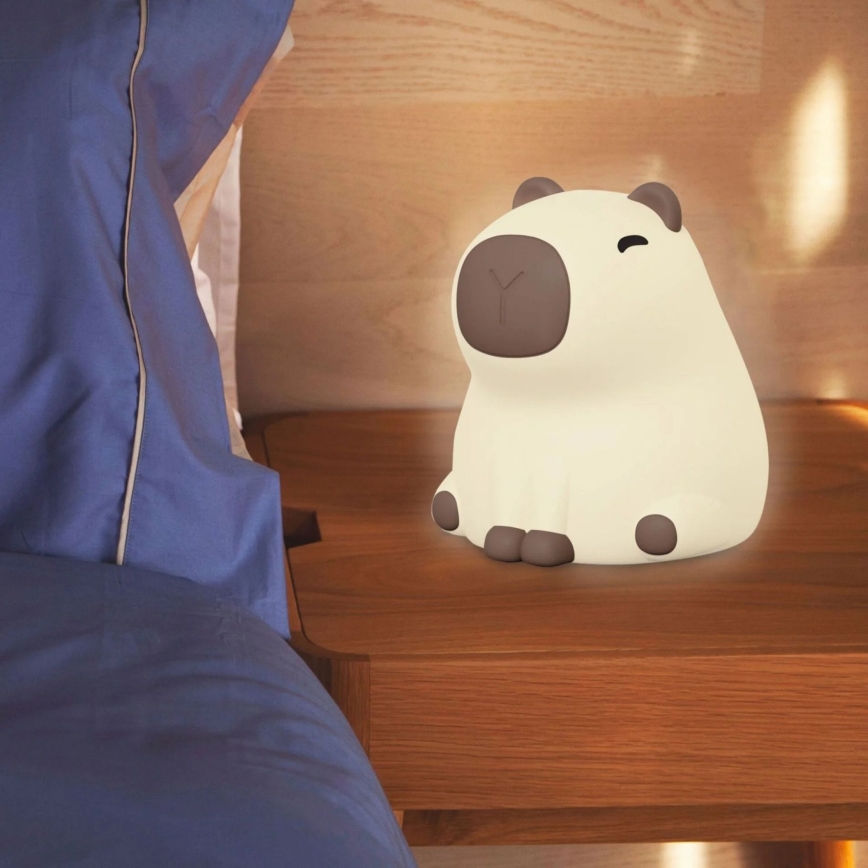 Candeeiro LED RGBW regulável para crianças LED/1W/5V USB 1200 mAh capivara