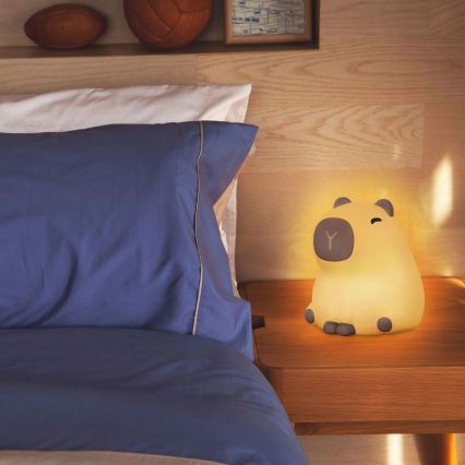 Candeeiro LED RGBW regulável para crianças LED/1W/5V USB 1200 mAh capivara