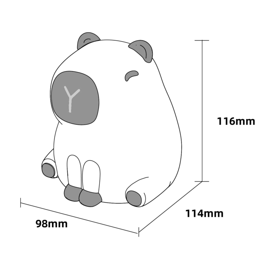 Candeeiro LED RGBW regulável para crianças LED/1W/5V USB 1200 mAh capivara