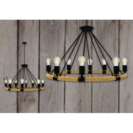 Candeeiro LED suspenso ROPE ARTHUR 8xE27/6W/230V
