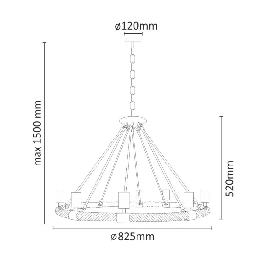Candeeiro LED suspenso ROPE ARTHUR 8xE27/6W/230V
