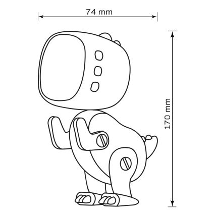 Candeeiro de noite LED RGBW regulável para crianças com despertador ROBOT LED/1W/5V 1200 mAh